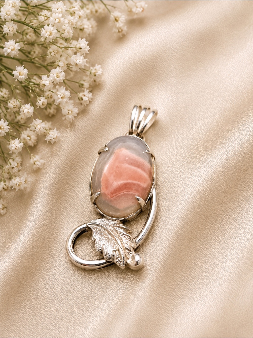 Elegant Silver and Pink Gemstone Pendant